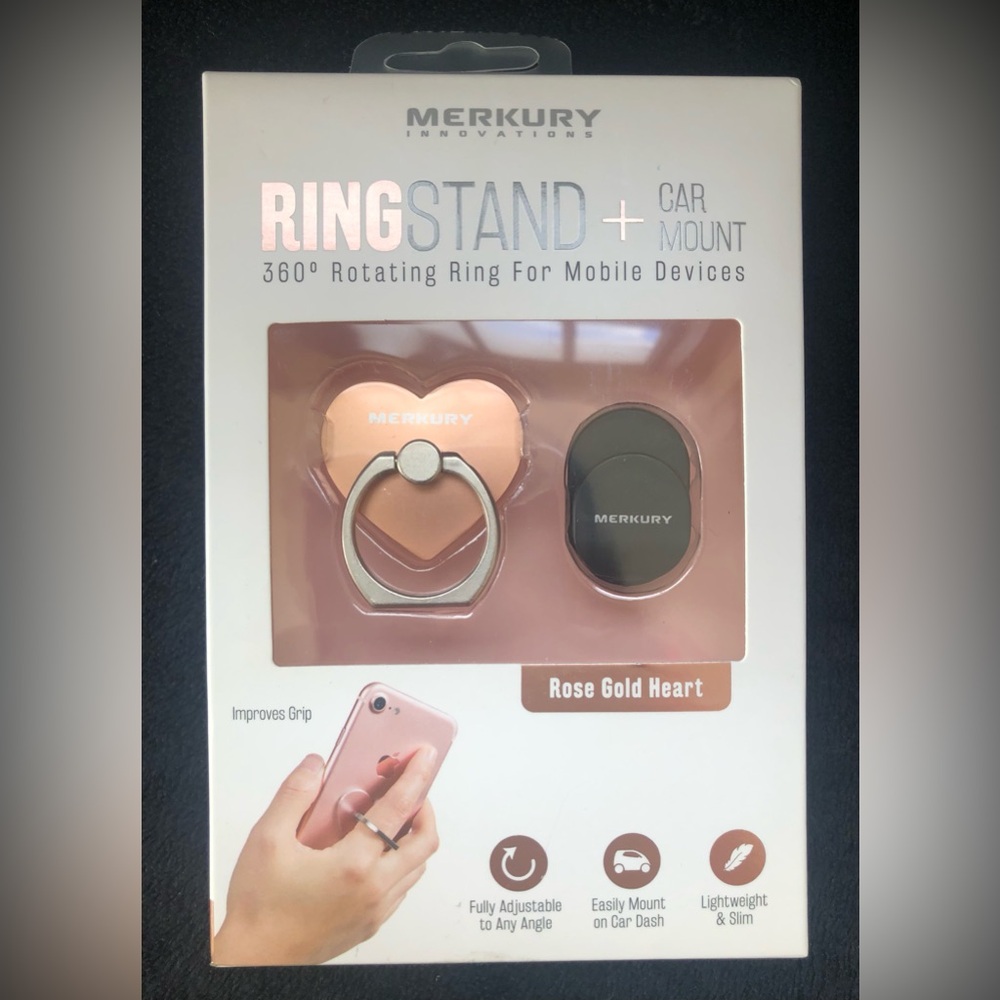 Merkury Innovations Rose Gold Heart Ring Stand & Car Mount